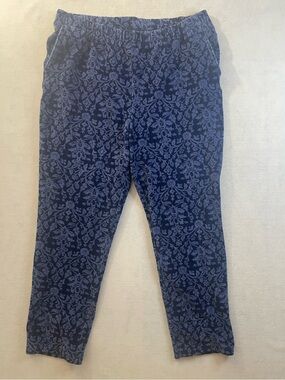 Lands' End Navy Blue Floral Pull-On Leggings Women’s size XL/18